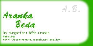 aranka beda business card