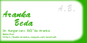 aranka beda business card